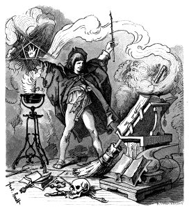 Illustration of Der Zauberlehrling. From: Goethe's Werke, 1882, drawing by Ferdinand Barth (1842--1892).